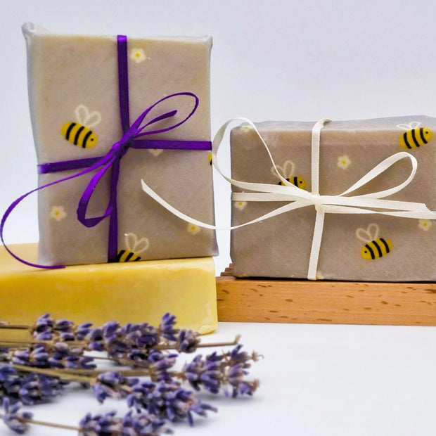 3 soaps in beeswax wraps