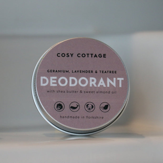 30ml Natural Deodorant With Geranium, Lavender & Tea Tree Essential Oils - Cosy Cottage Soap
