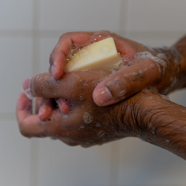 Man washing hands with soap