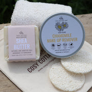 Shea butter facial soap and chamomile makeup remover