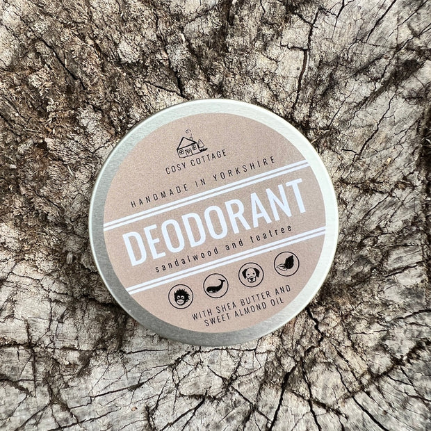 natural deodorant cosy cottage soap on a wooden log