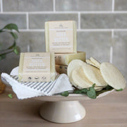 Cosy Cottage Soap Shea Butter Facial Soap with loofah discs, reusable face wipe or muslin cloth