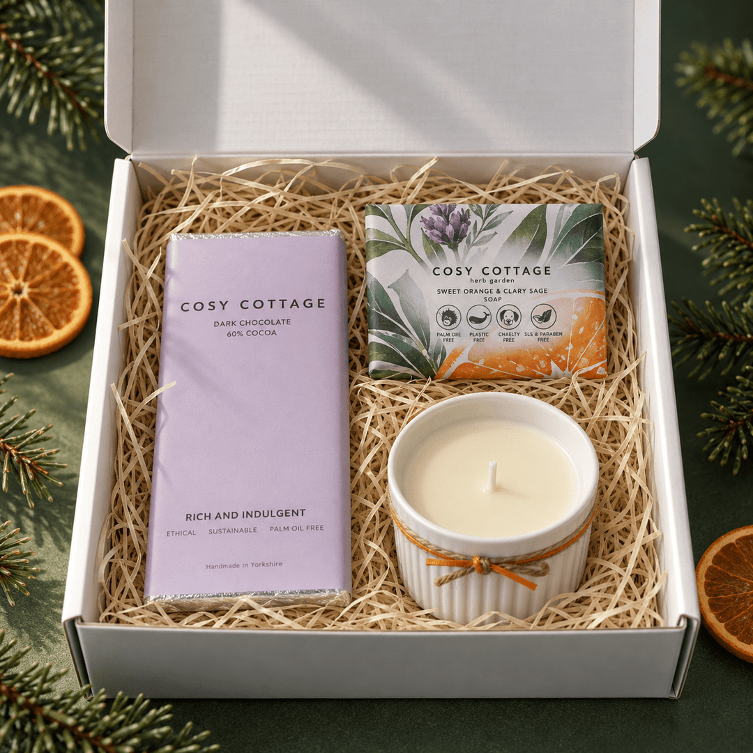 Chocolate, Orange, Sage and Cinnamon Christmas Gift Box - Cosy Cottage Soap