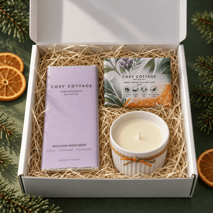 Chocolate, Orange, Sage and Cinnamon Christmas Gift Box - Cosy Cottage Soap