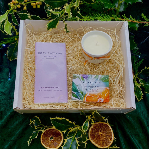 Chocolate, Orange, Sage and Cinnamon Christmas Gift Box - Cosy Cottage Soap