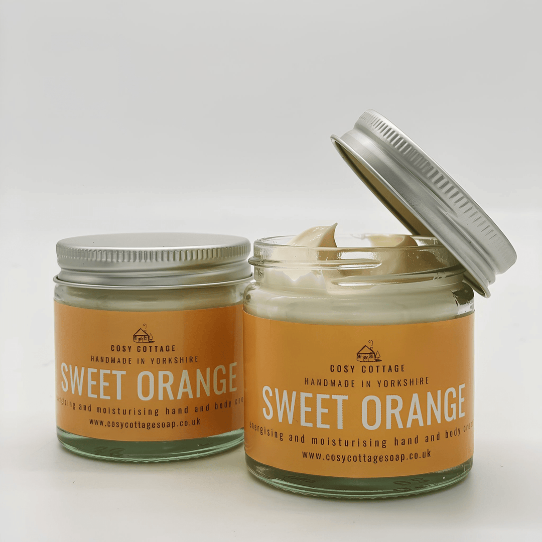 Energising Sweet Orange Hand & Body Cream (with optional bamboo gloves) - Cosy Cottage Soap