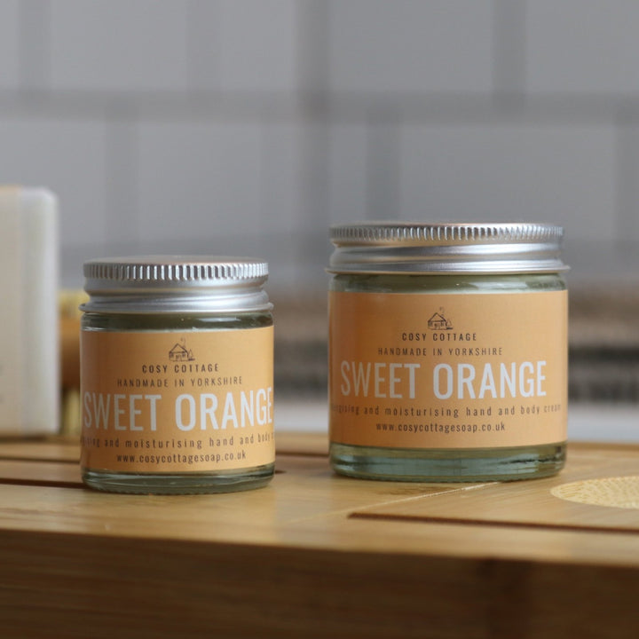 Energising Sweet Orange Hand & Body Cream (with optional bamboo gloves) - Cosy Cottage Soap