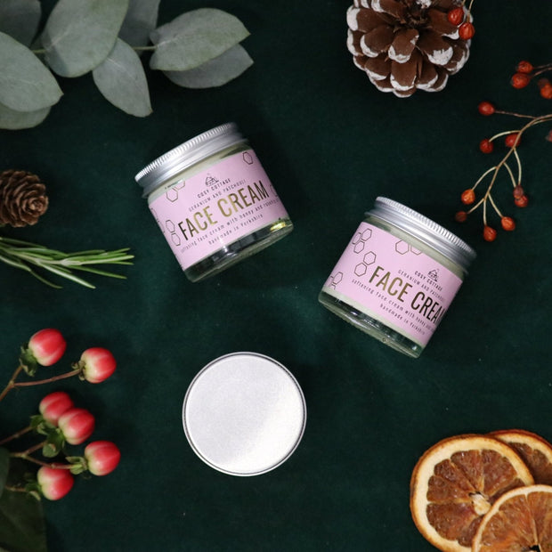 Honey & Rosehip Oil Natural Face Cream with Geranium & Patchouli 60ml - Cosy Cottage Soap