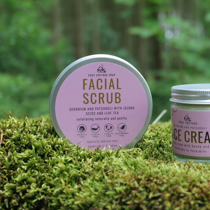 Jojoba and Geranium Exfoliating Facial Scrub - Cosy Cottage Soap