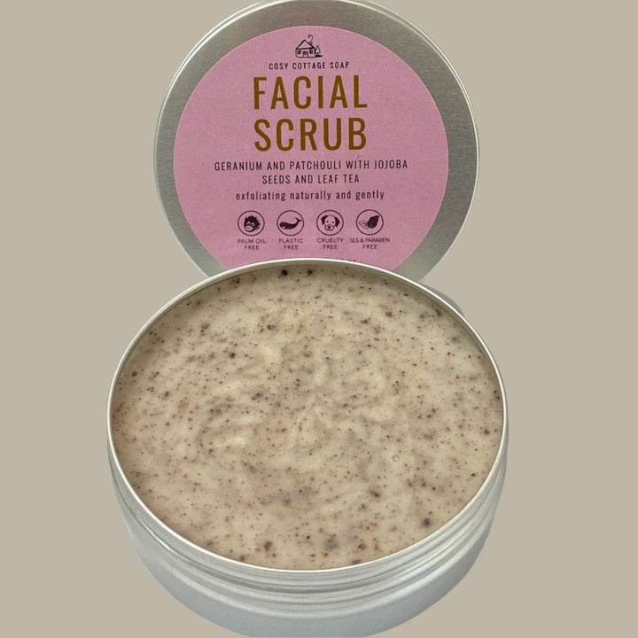 Jojoba and Geranium Exfoliating Facial Scrub - Cosy Cottage Soap