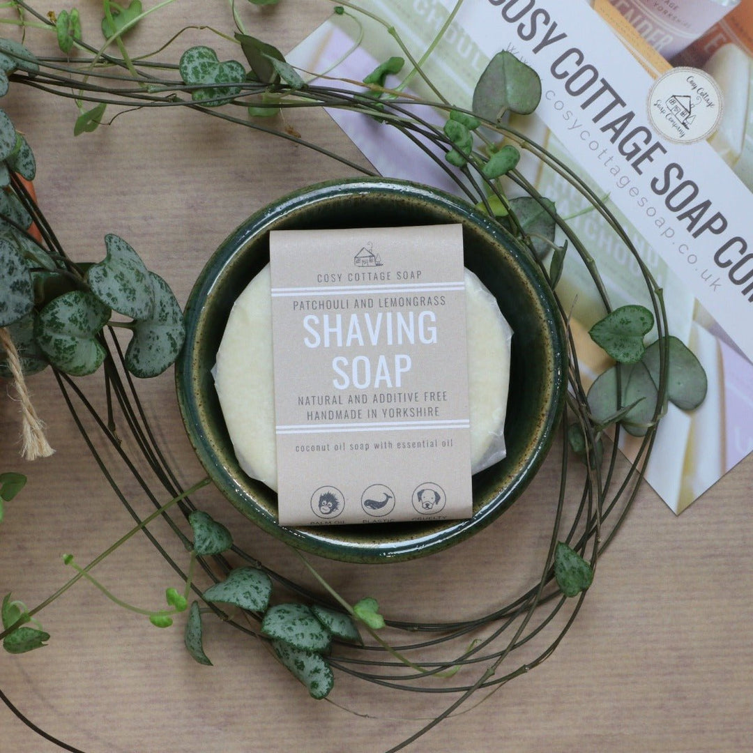 Large Shaving Soap with Optional Handmade Dish and Brush - Cosy Cottage Soap