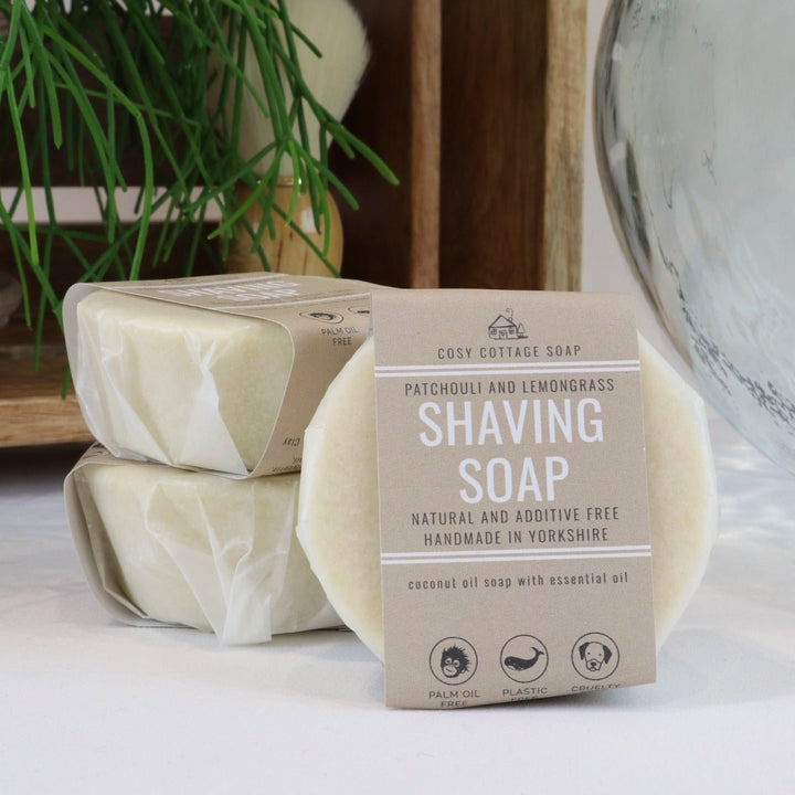 Large Shaving Soap with Optional Handmade Dish and Brush - Cosy Cottage Soap