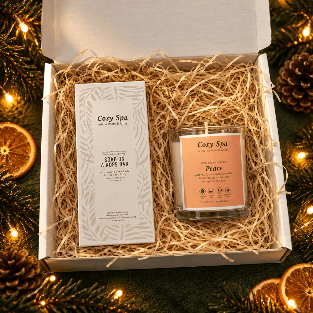 Luxurious Spa Shea Soap-on-A Rope & Candle Set - Cosy Cottage Soap