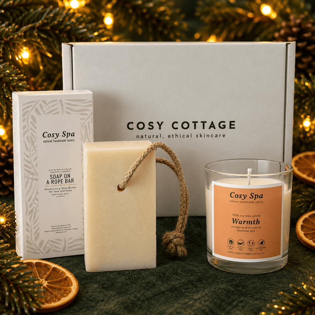 Luxurious Spa Shea Soap-on-A Rope & Candle Set - Cosy Cottage Soap