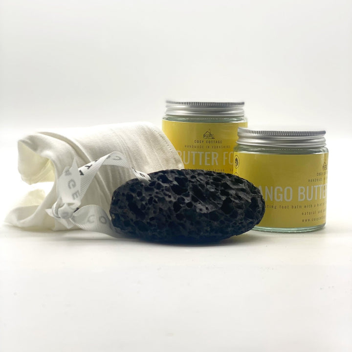 Mango Butter & Lemon Foot Balm With Pumice and/or Moisturising Bamboo Socks - Cosy Cottage Soap