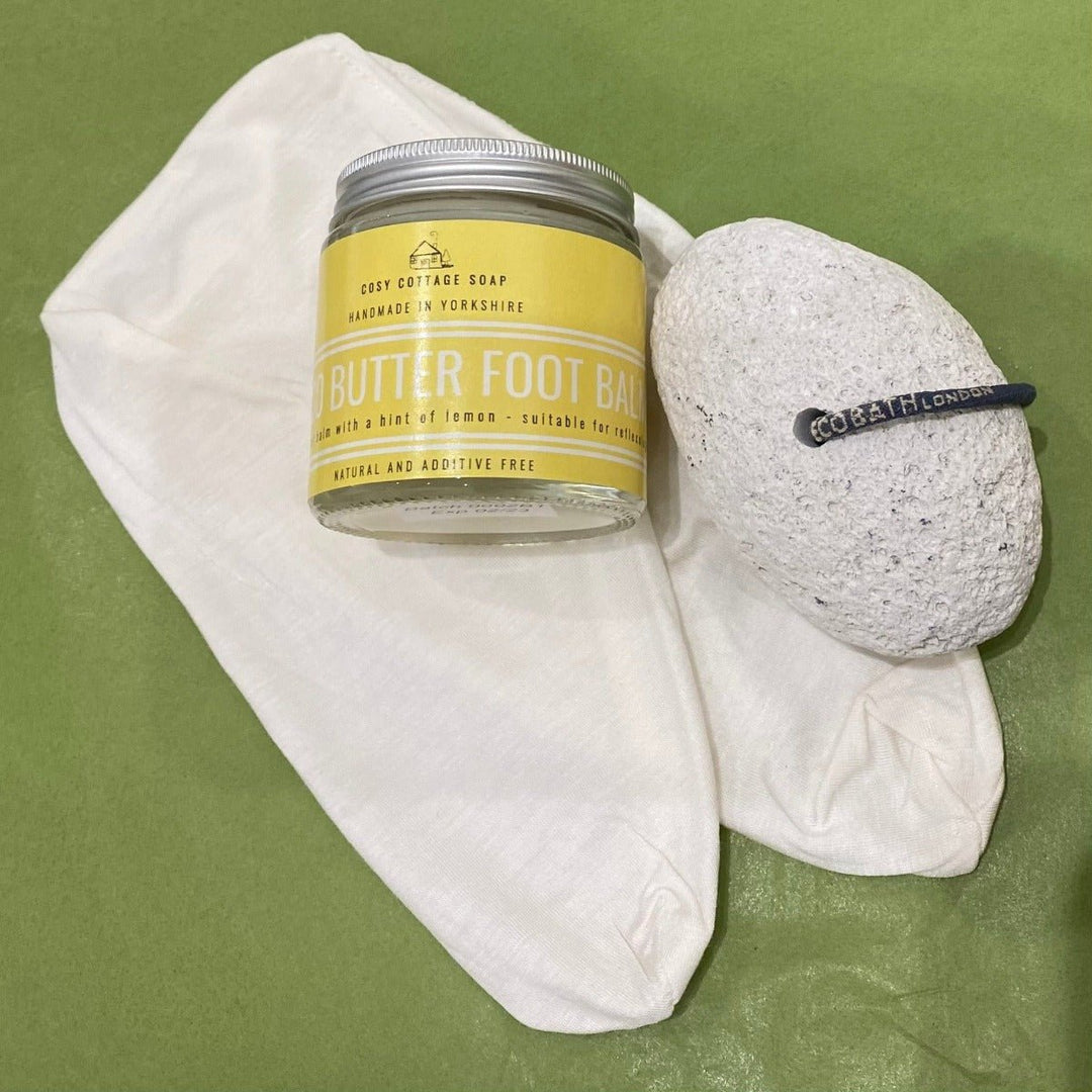 Mango Butter & Lemon Foot Balm With Pumice and/or Moisturising Bamboo Socks - Cosy Cottage Soap