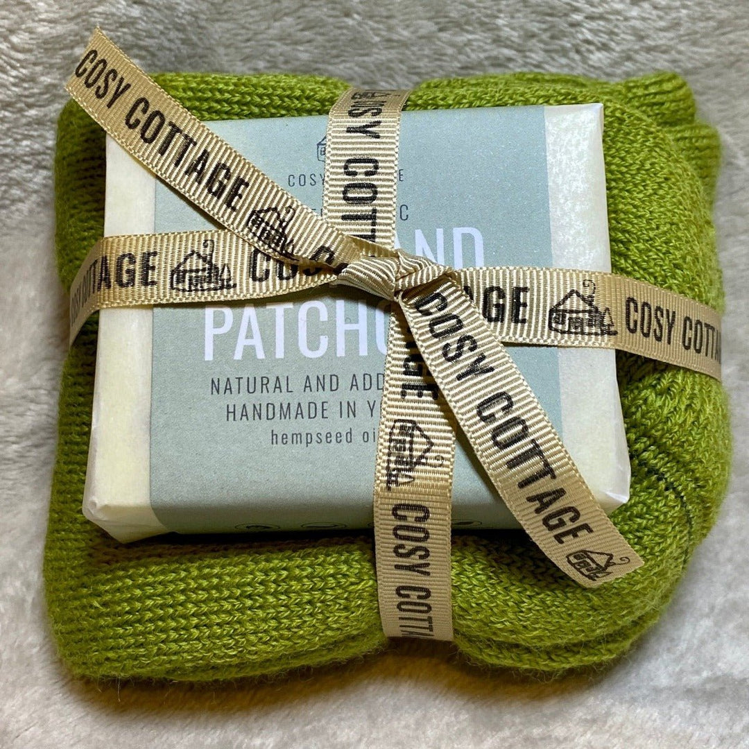Men's Hempseed Oil & Patchouli Soap & Woollen Sock Set - Cosy Cottage Soap