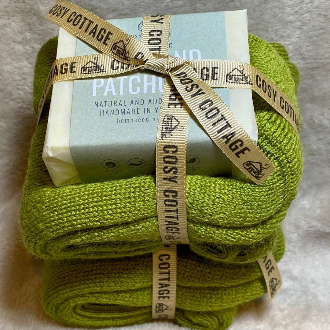 Men's Hempseed Oil & Patchouli Soap & Woollen Sock Set - Cosy Cottage Soap