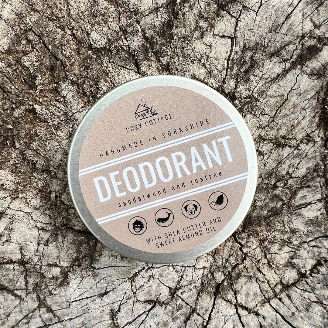 Natural Deodorant With Sandalwood & Tea Tree Essential Oils - Spatula available - Cosy Cottage Soap