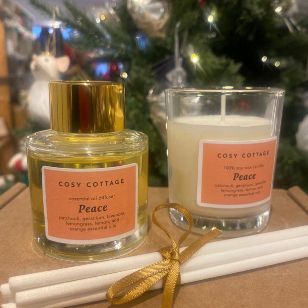 Petite Peace Candle and Diffuser Gift Box - Cosy Cottage Soap
