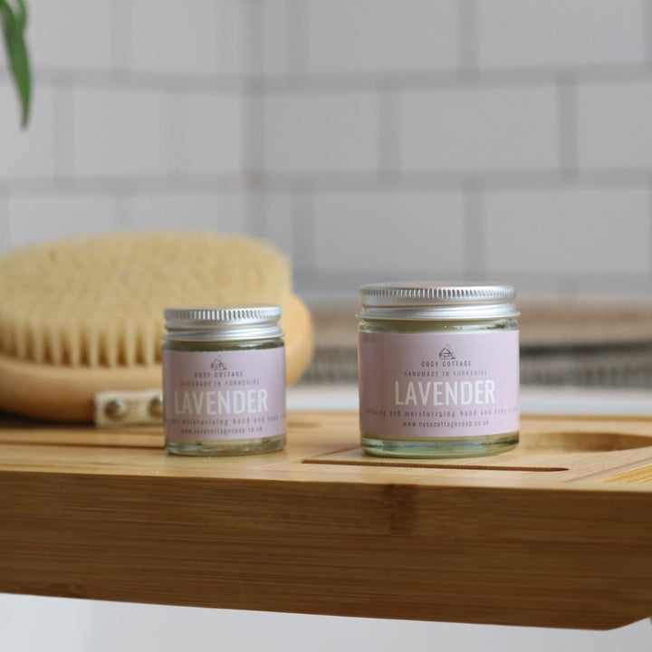 Relaxing Lavender Hand & Body Cream (with optional bamboo gloves) - Cosy Cottage Soap