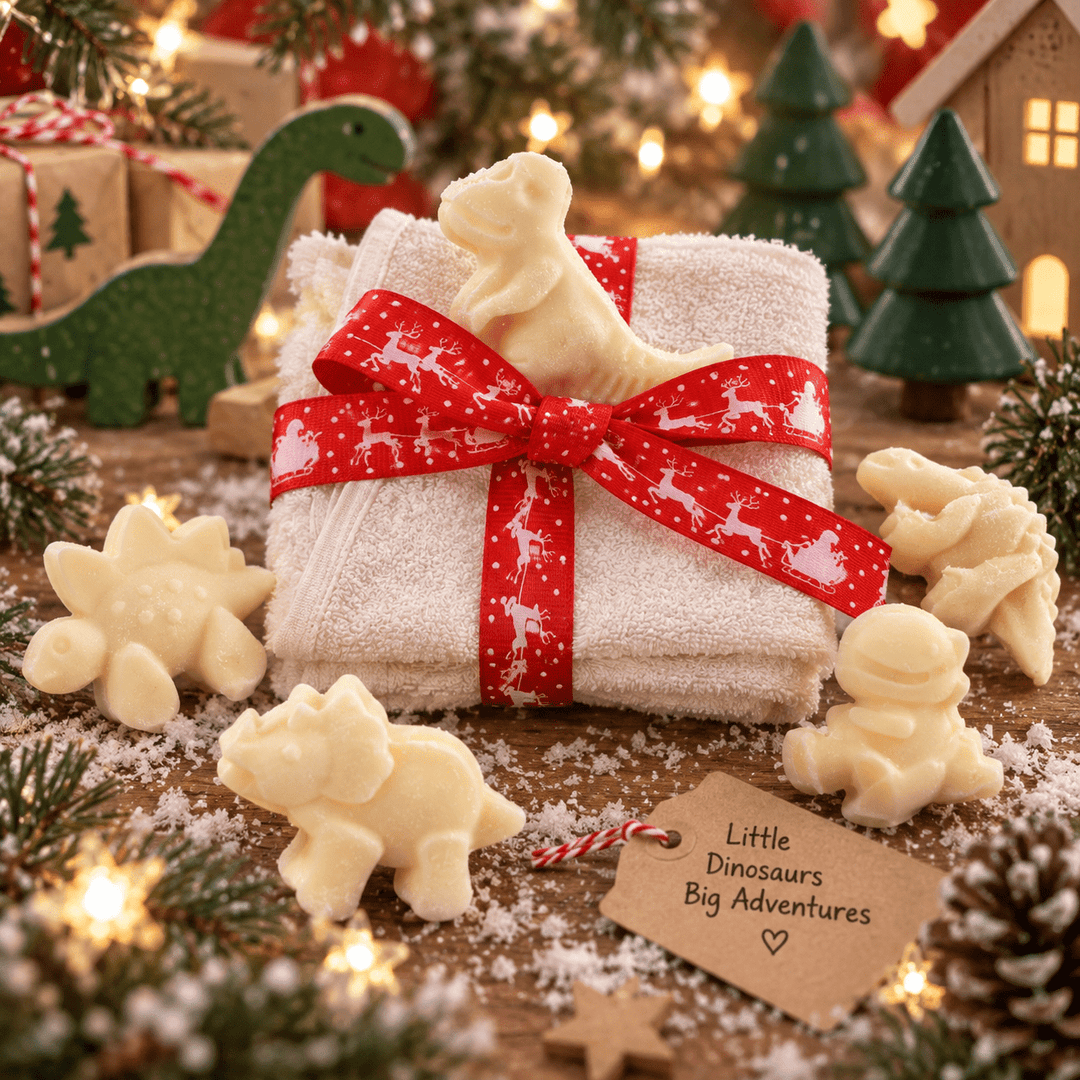 Soapy Dino Christmas Chum and Cloth Set - Cosy Cottage Soap