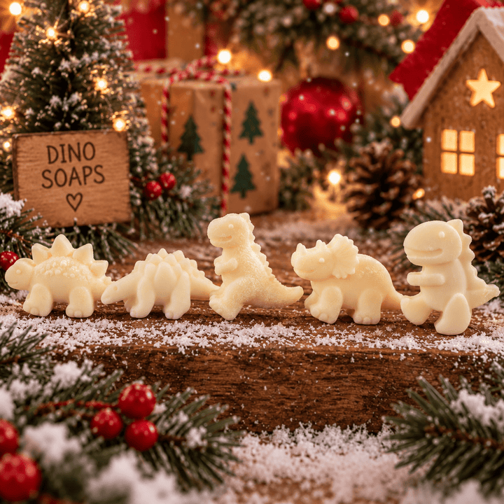 Soapy Dino Christmas Chum and Cloth Set - Cosy Cottage Soap