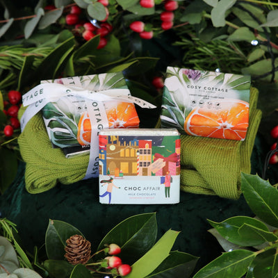 Super Seasonal Soap, Green Socks & Choc Bundle - Cosy Cottage Soap