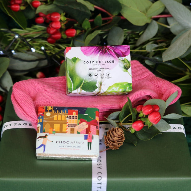 Super Seasonal Soap, Pink Socks & Choc Bundle - Cosy Cottage Soap