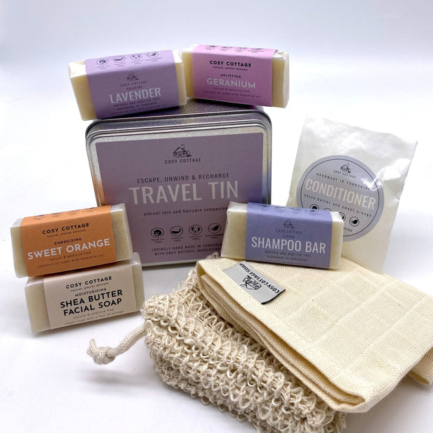 Travel Essentials Tin - Travel Size Toiletries - Cosy Cottage Soap