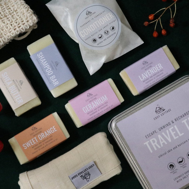 Travel Essentials Tin - Travel Size Toiletries - Cosy Cottage Soap