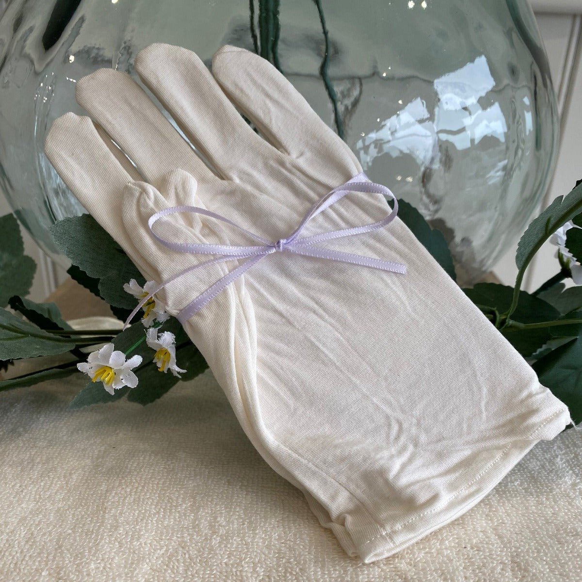 Unbleached Bamboo Gloves For Moisturising Hands Cosy Cottage Soap