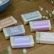20g mini soap bars set - in sweet orange, hemp & patchouli, geranium, shea butter , lavender and aloe vera 