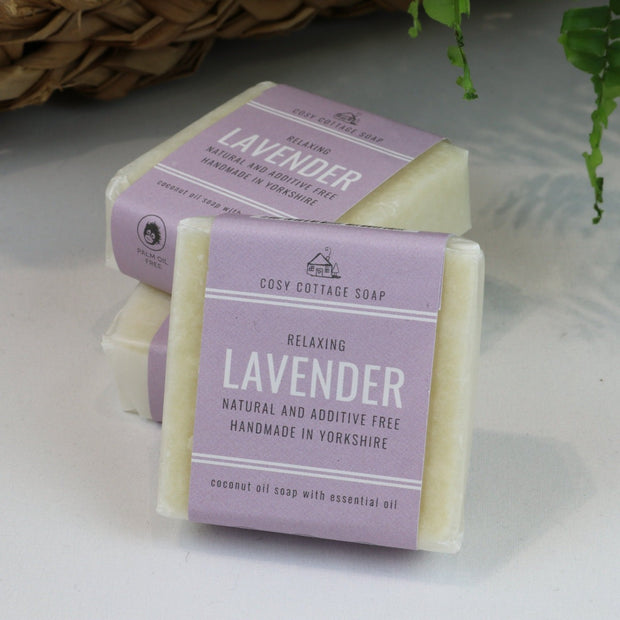three bars of Cosy Cottage lavender soap