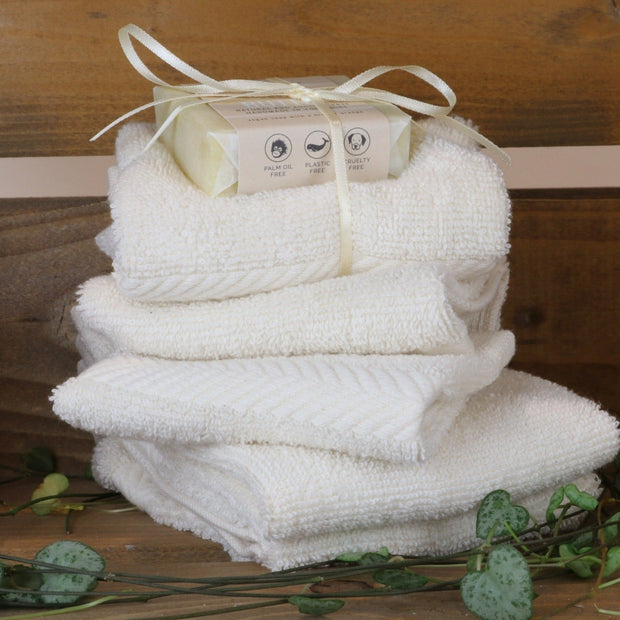 Cosy Cottage Soap Organic Cotton Face Cloth Flannel With Shea Butter Soap