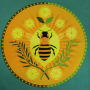 Cooperillo Bee Tea Towel with green background 