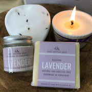 Cosy Cottage soap, hand & body cream, bath bomb and ramekin candle, all with lavender essential oil