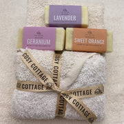 Cosy Cottage guest soaps and washcloth parcel