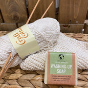 knitting needles, knitting cotton, washing up soap