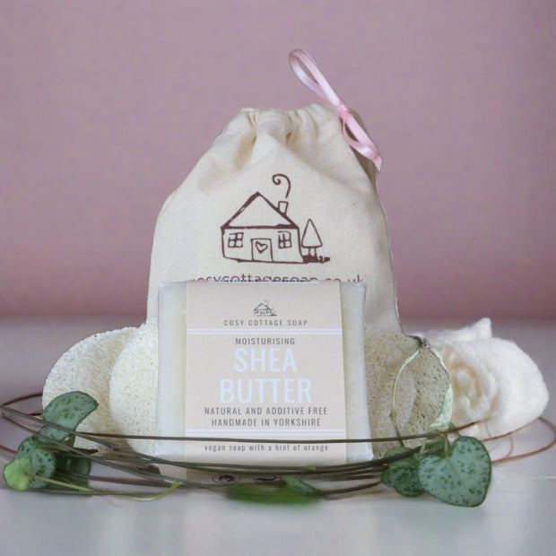 Cosy Cottage Soap Shea Butter Facial Soap With 4 Loofah Discs