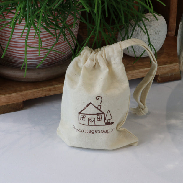 Cosy Cottage Soap Lip Balm Duo in Cosy Cottage cotton drawstring bag