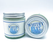 Two 120ml glass jars of Whitby sea salt scrub